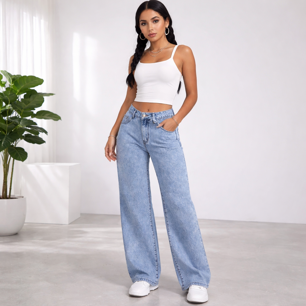 Adriana - High-Waist Jeans with Tie and Slim Fit
