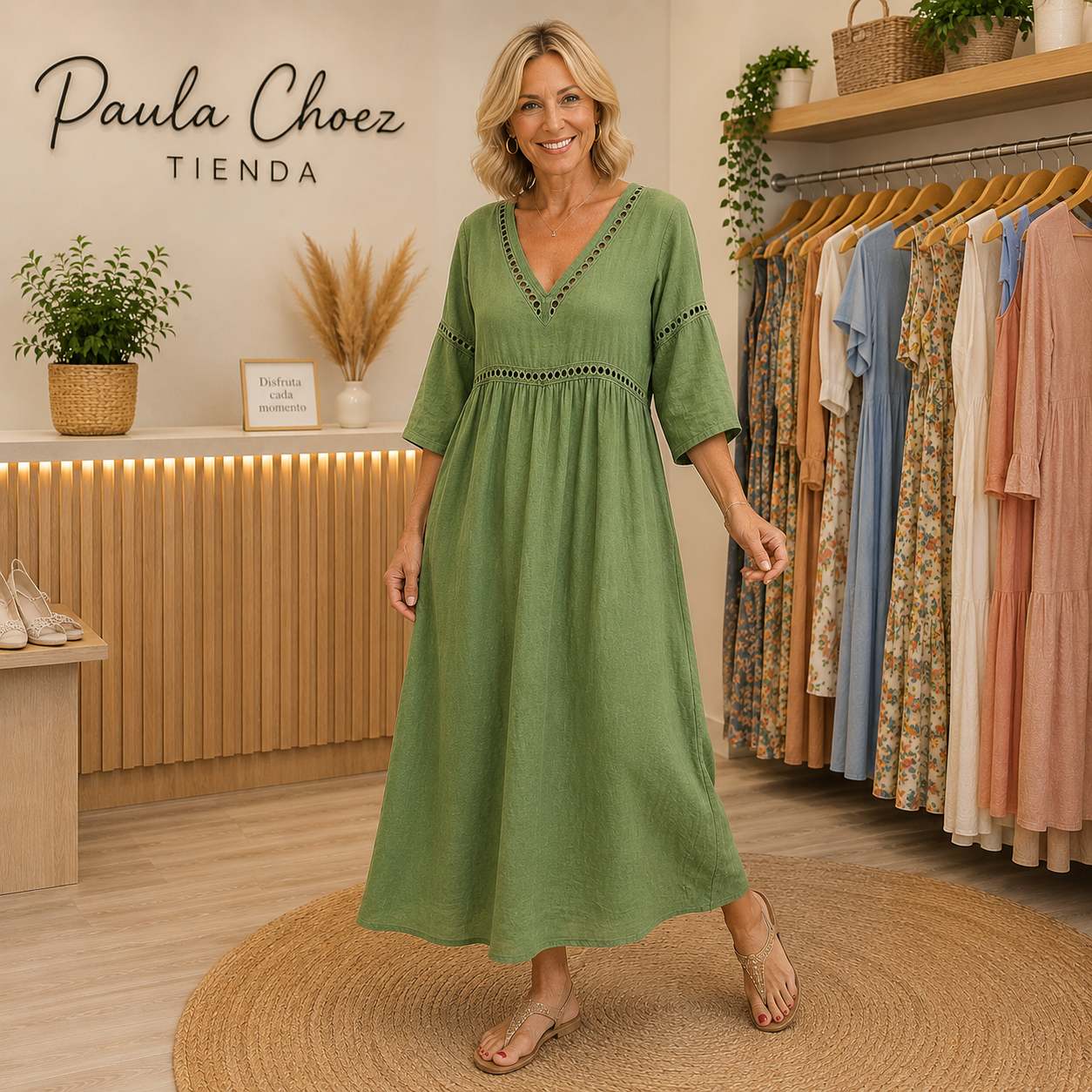 Elena - Vestido Elegante Midi de Verano