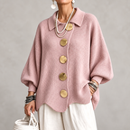 Clara - polyester knit sweater with collar and buttons