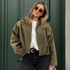 Cloe – Bomber de antelina con cuello de solapa