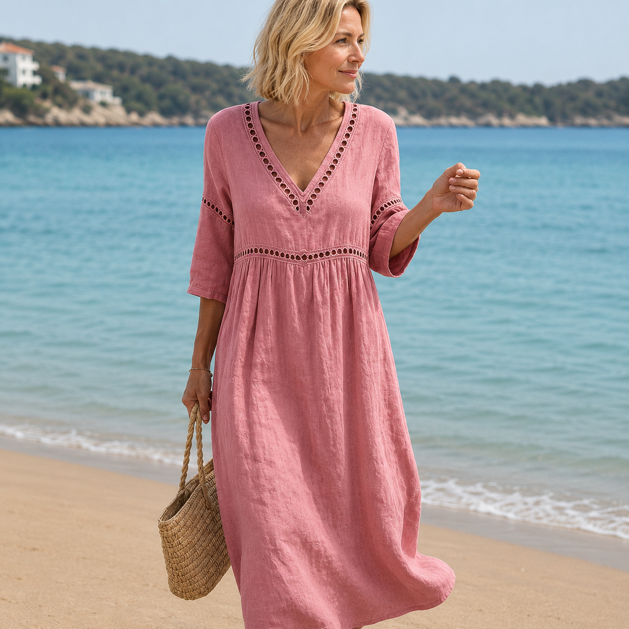 Elena - Robe Midi d'Été Élégante