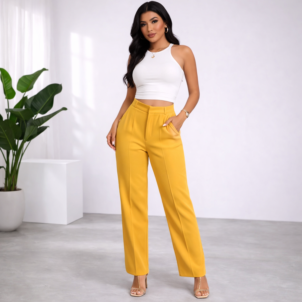 Luisa - High-Waist Straight-Leg Trousers