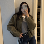 Cloe – Bomber de antelina con cuello de solapa