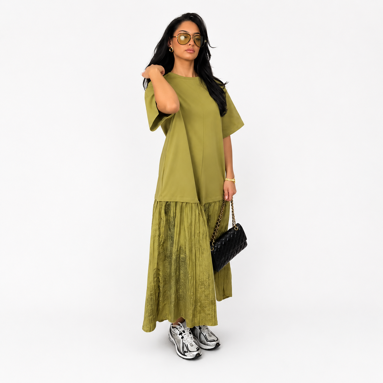 Ironica – Vestido Largo Patchwork Fluido