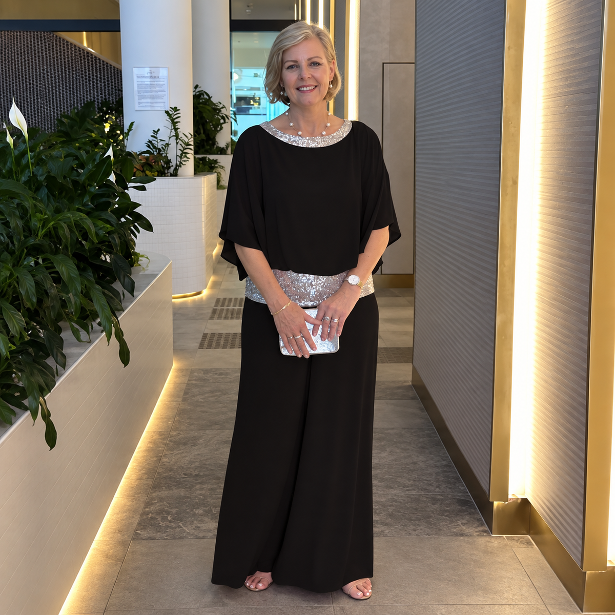 Celeste - Sequin set and palazzo trousers