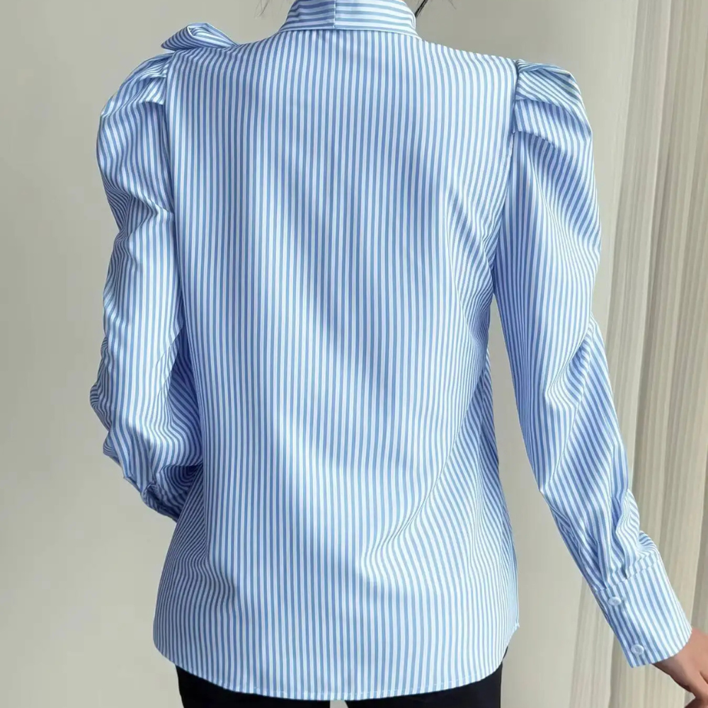 Marie - Sweet Striped Bow Detail Blouse