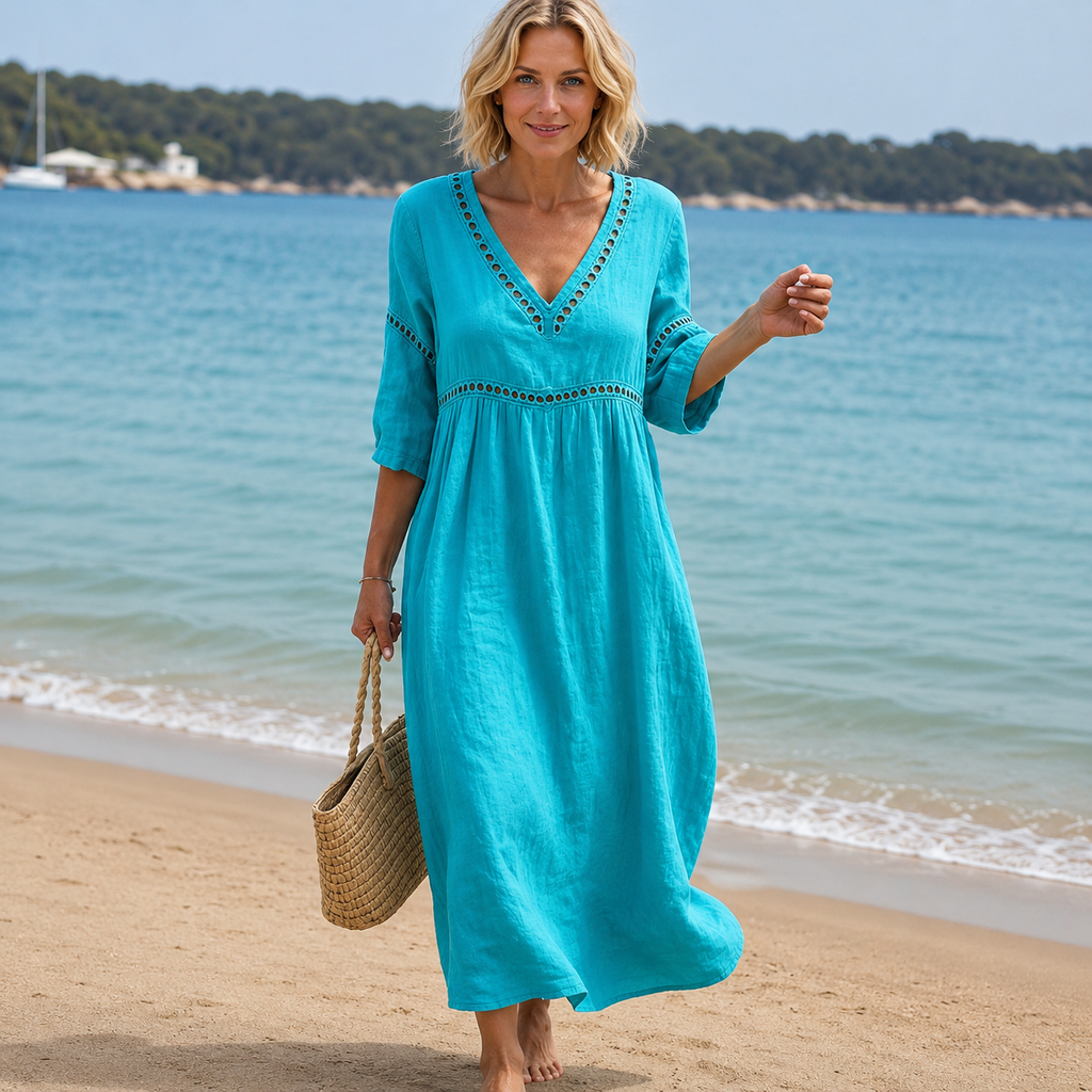 Elena - Robe Midi d'Été Élégante