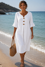 Carla  – Vestido Elegancia Natural en Algodón y Lino