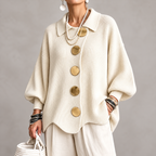 Clara - polyester knit sweater with collar and buttons
