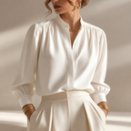 Cristina – Blusa de satén con cuello alto
