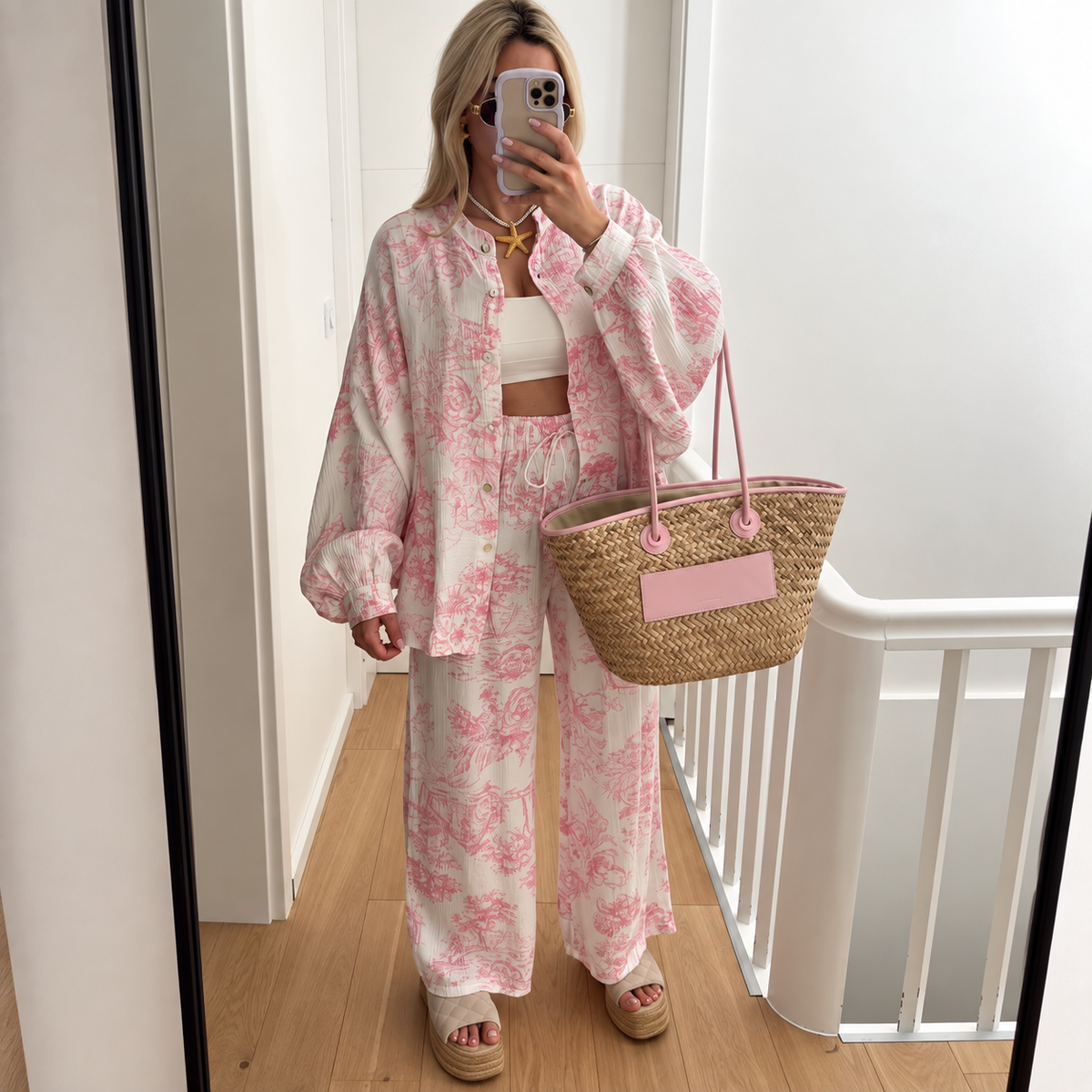 Laura - Printed shirt and trousers set