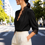 Kendal - Blusa con encaje y cuello en V