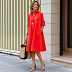 Selena - Vestido midi de manga larga con cuello polo