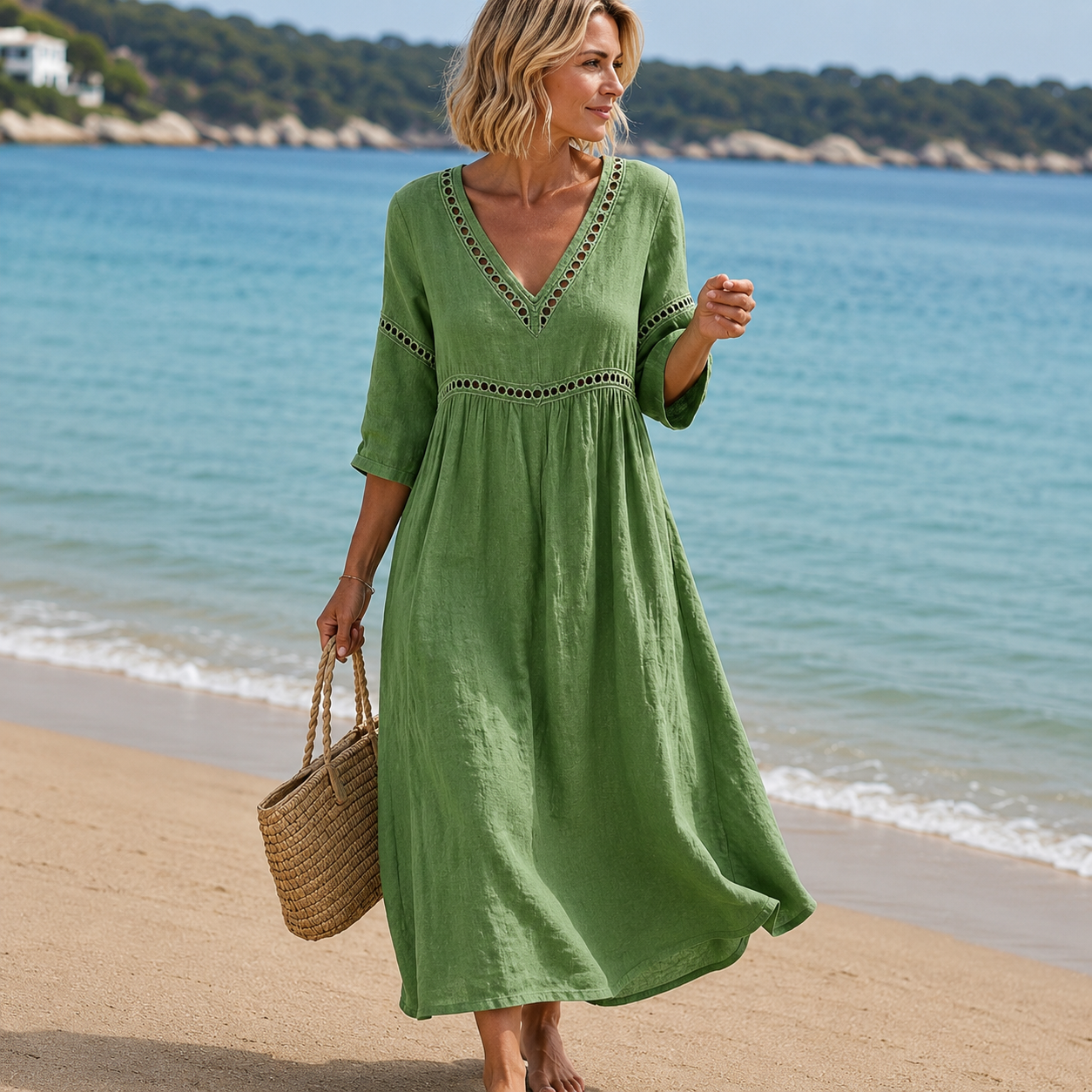 Elena - Robe Midi d'Été Élégante