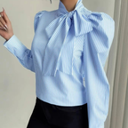 Marie - Sweet Striped Bow Detail Blouse