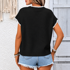 Lady - short-sleeved crochet knit sweater
