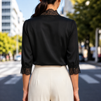 Kendal - Blusa con encaje y cuello en V