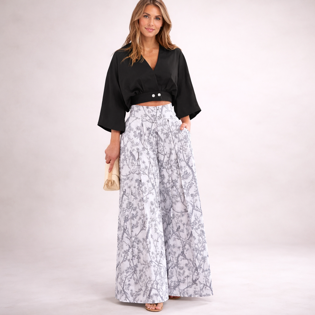 Ella - Two-Piece Elegant Casual Set with Wide-Leg Pants