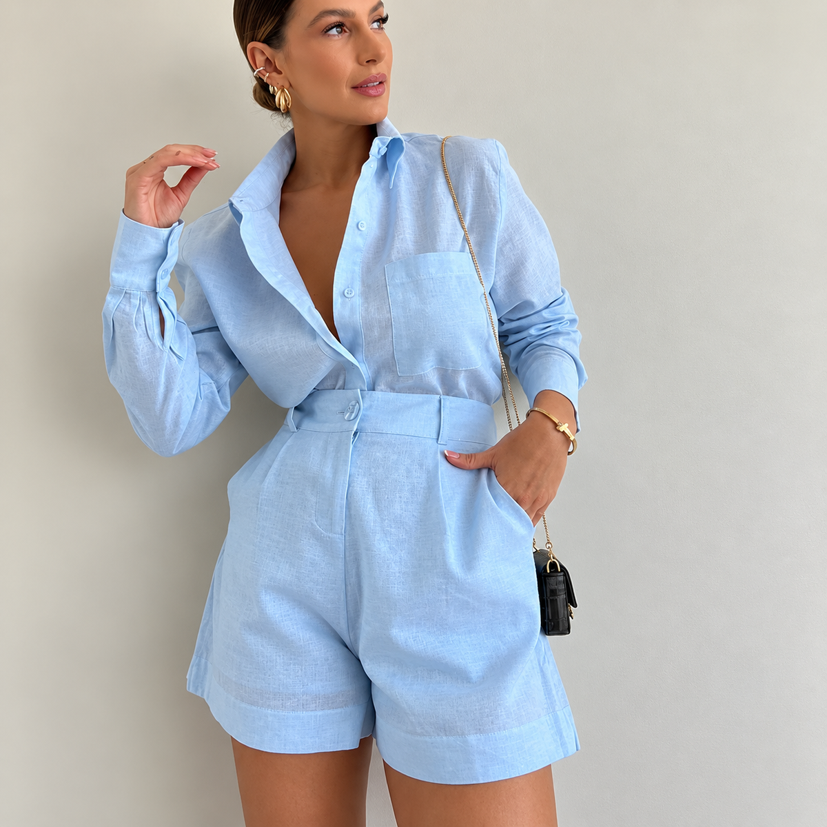 Ana – polyester and spandex shirt and shorts set