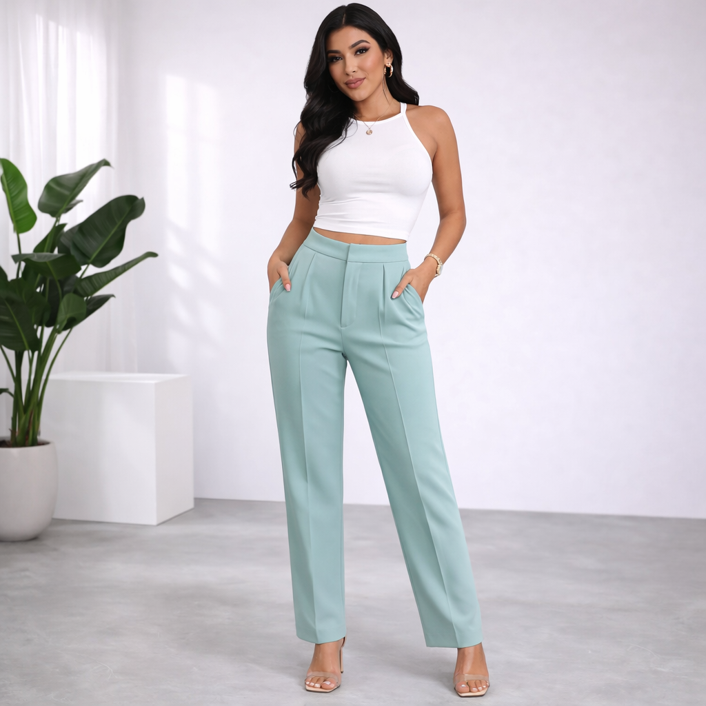 Luisa - High-Waist Straight-Leg Trousers