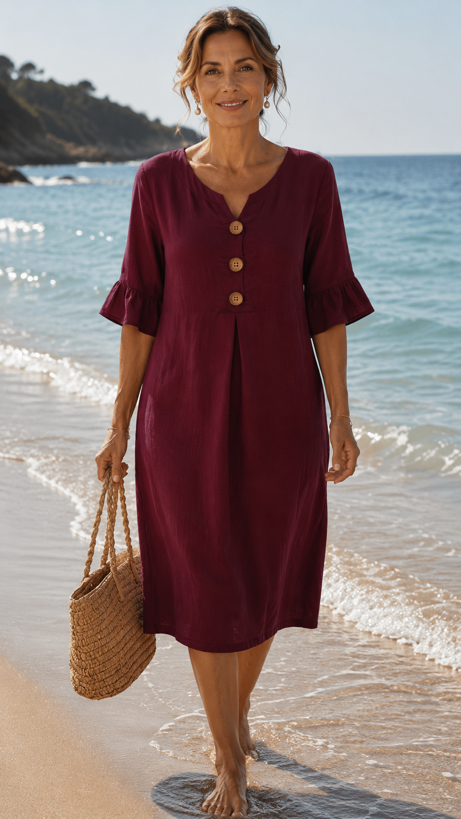 Carla  – Vestido Elegancia Natural en Algodón y Lino