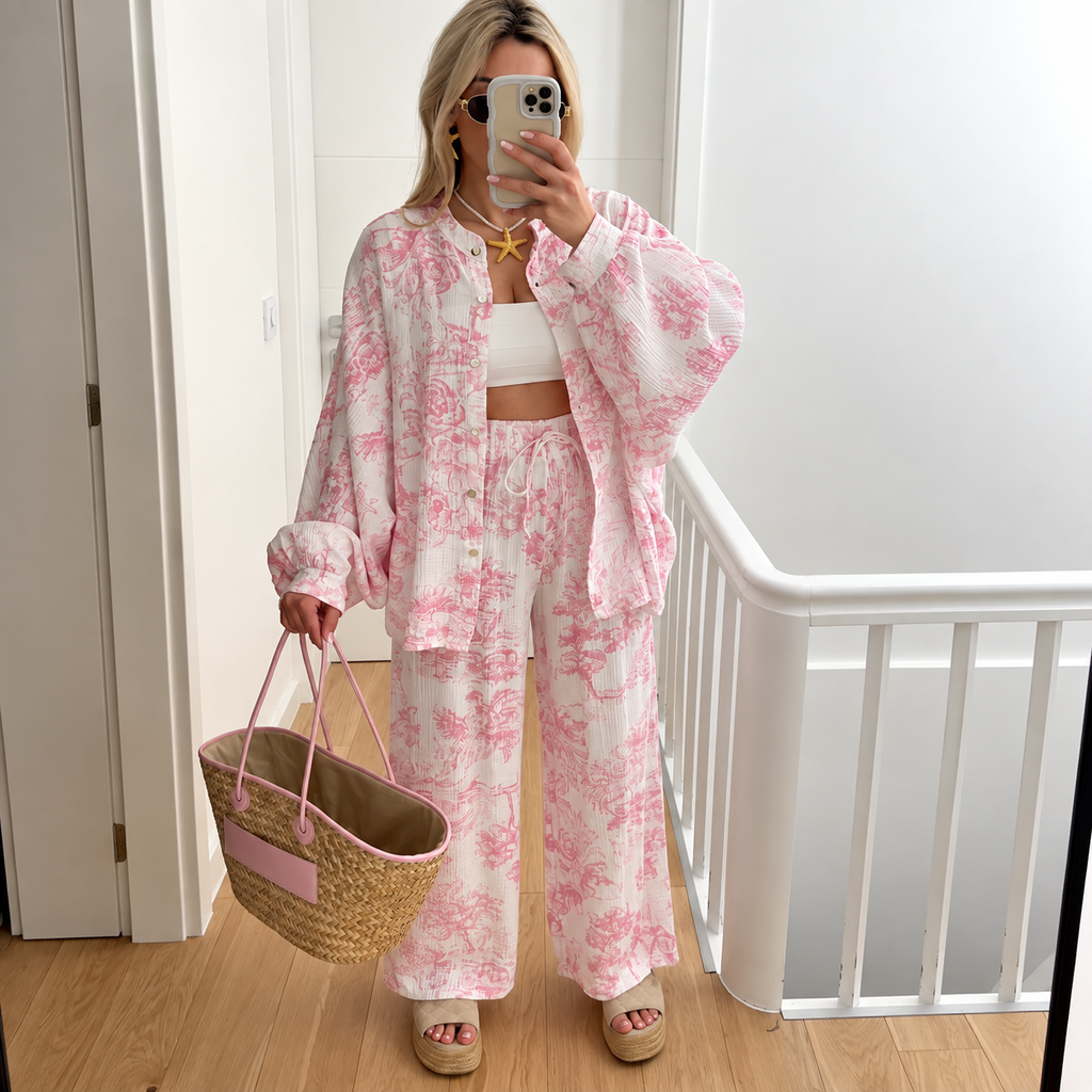 Laura - Printed shirt and trousers set