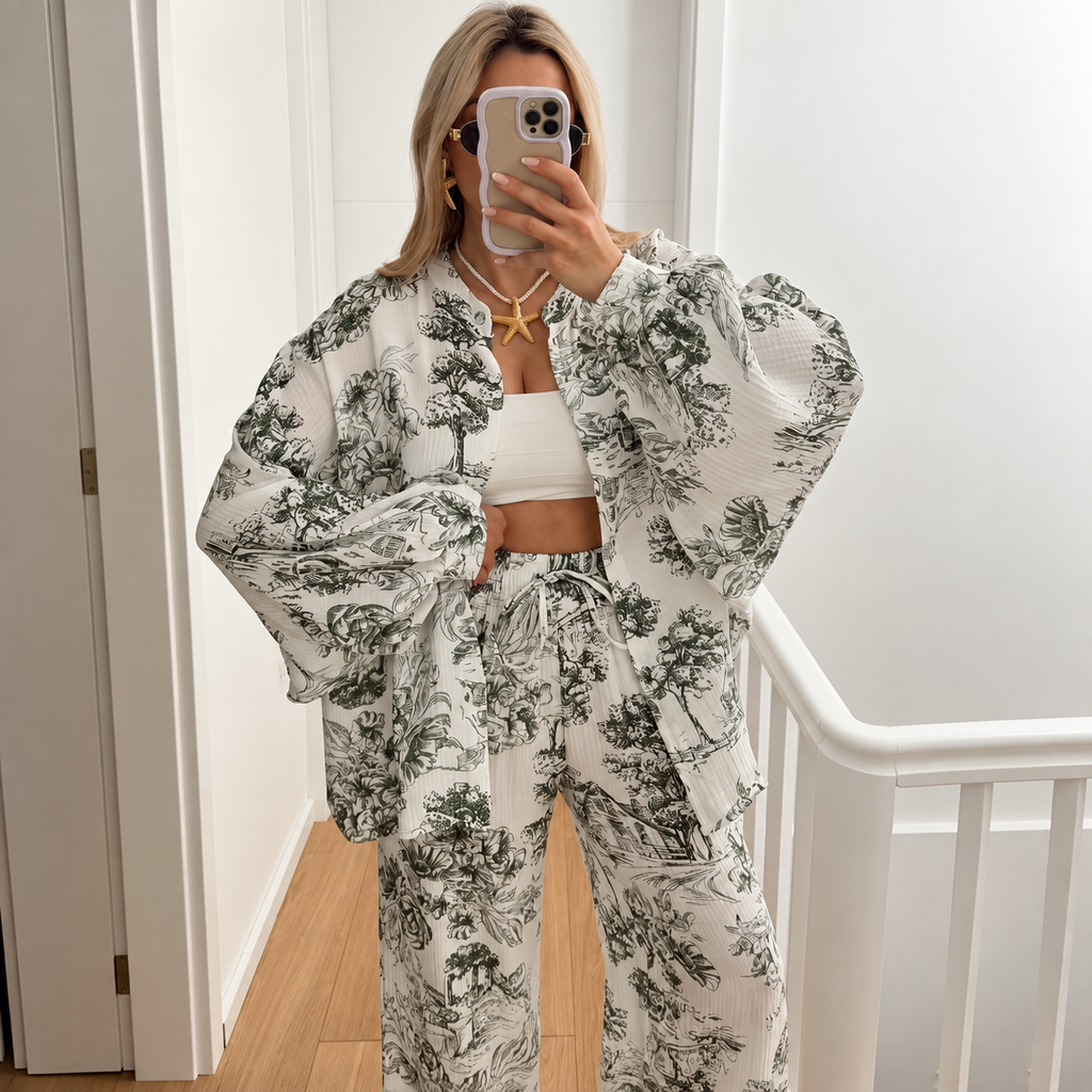 Laura - Printed shirt and trousers set
