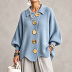 Clara - polyester knit sweater with collar and buttons