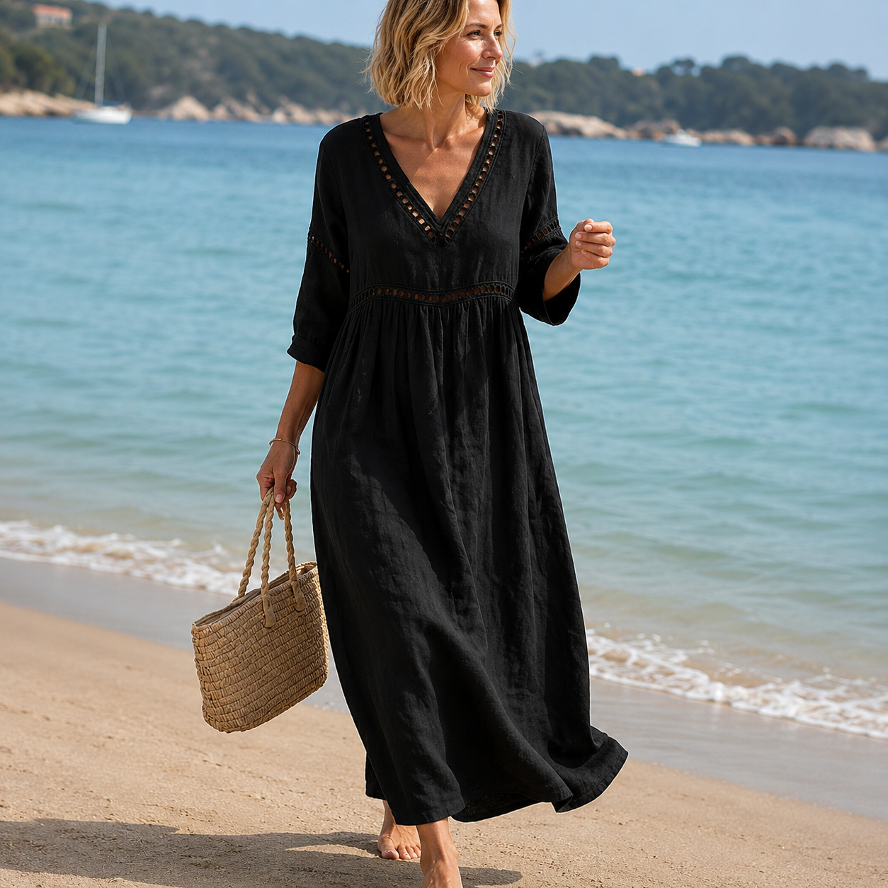 Elena - Robe Midi d'Été Élégante