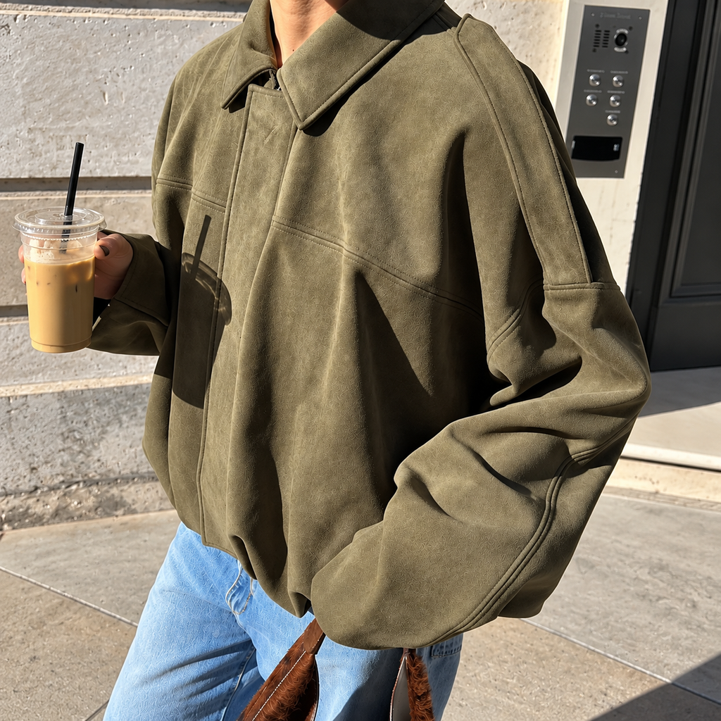 Cloe – Bomber de antelina con cuello de solapa