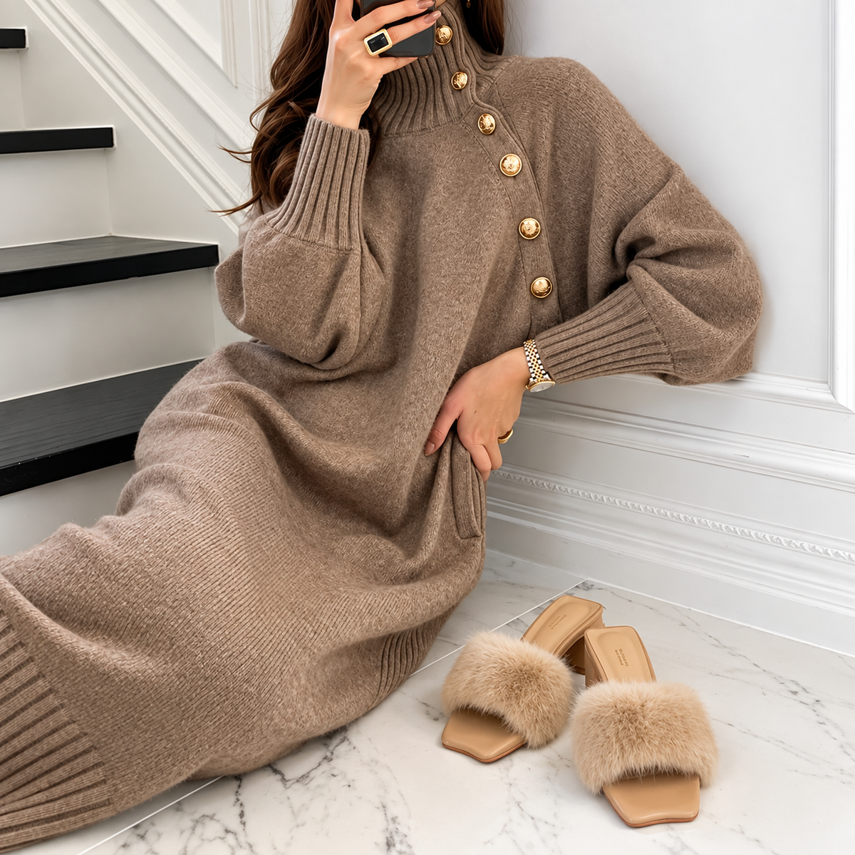 Maka - high-neck knit dress