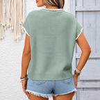 Lady - short-sleeved crochet knit sweater