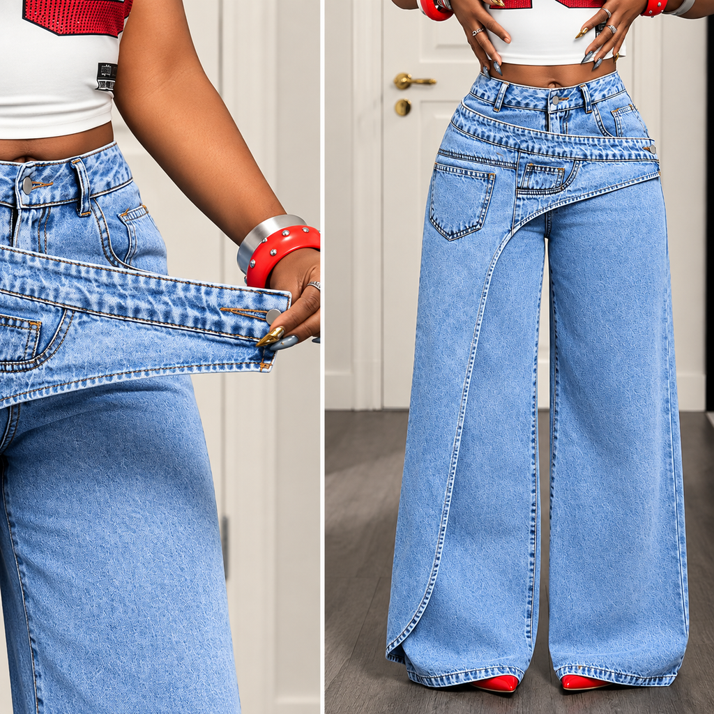 Selena - Cotton and polyester straight-leg jeans