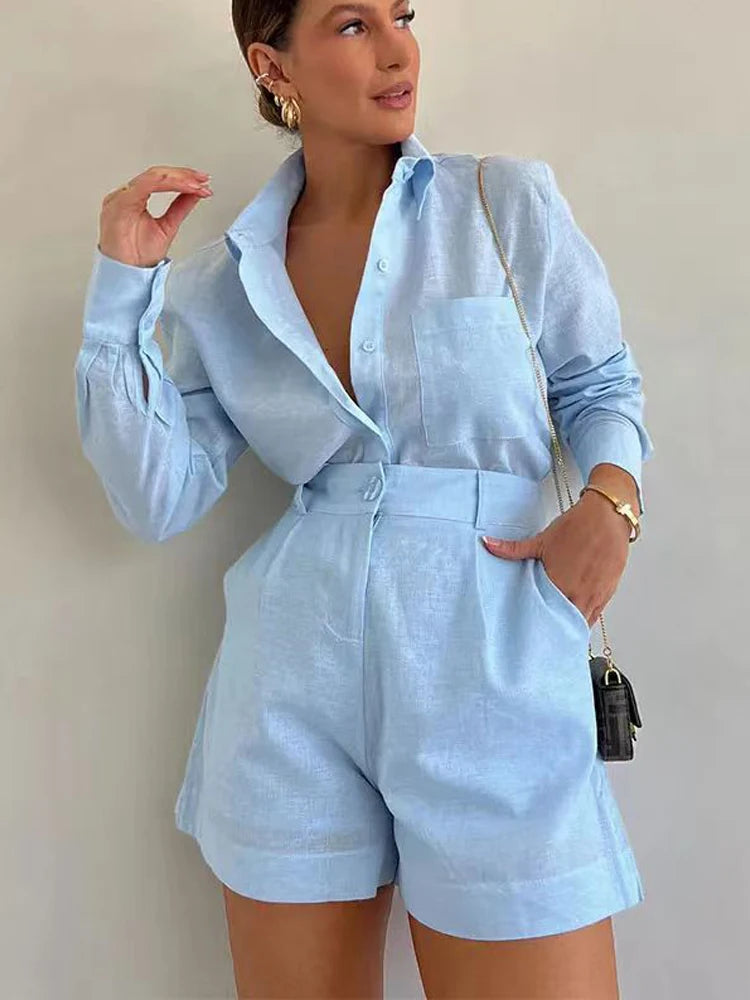 Sari – Elegant Long Jacket and Shorts Set for Women