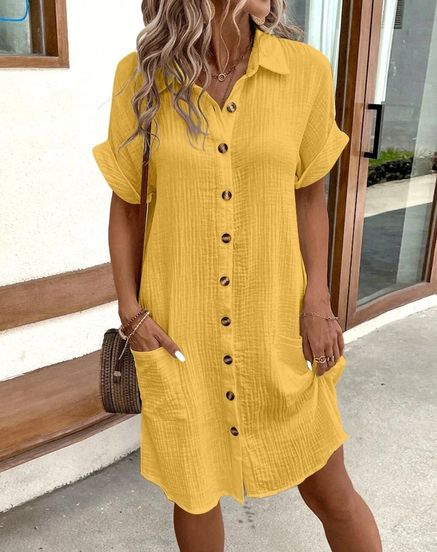 Tatiana - Casual Dress with Pockets and V-neck