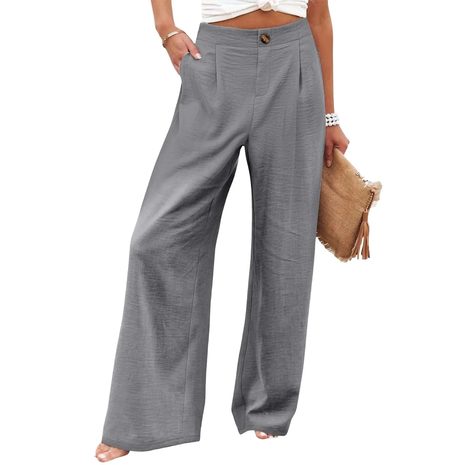 Derika - High-Waisted Wide Leg Striped Jeans