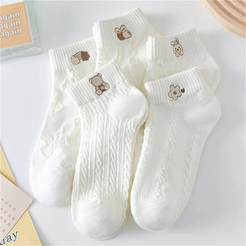 Dianila – Pack 5 Calcetines Cortos Mujer Suaves y Transpirables con Diseño Cartoon