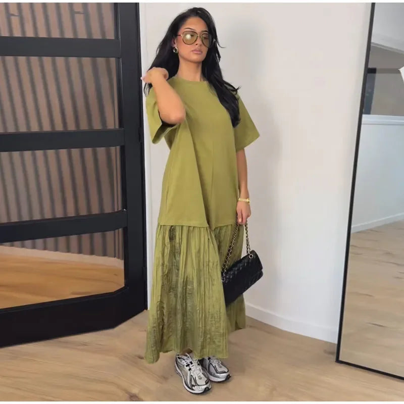 Ironica – Vestido Largo Patchwork Fluido