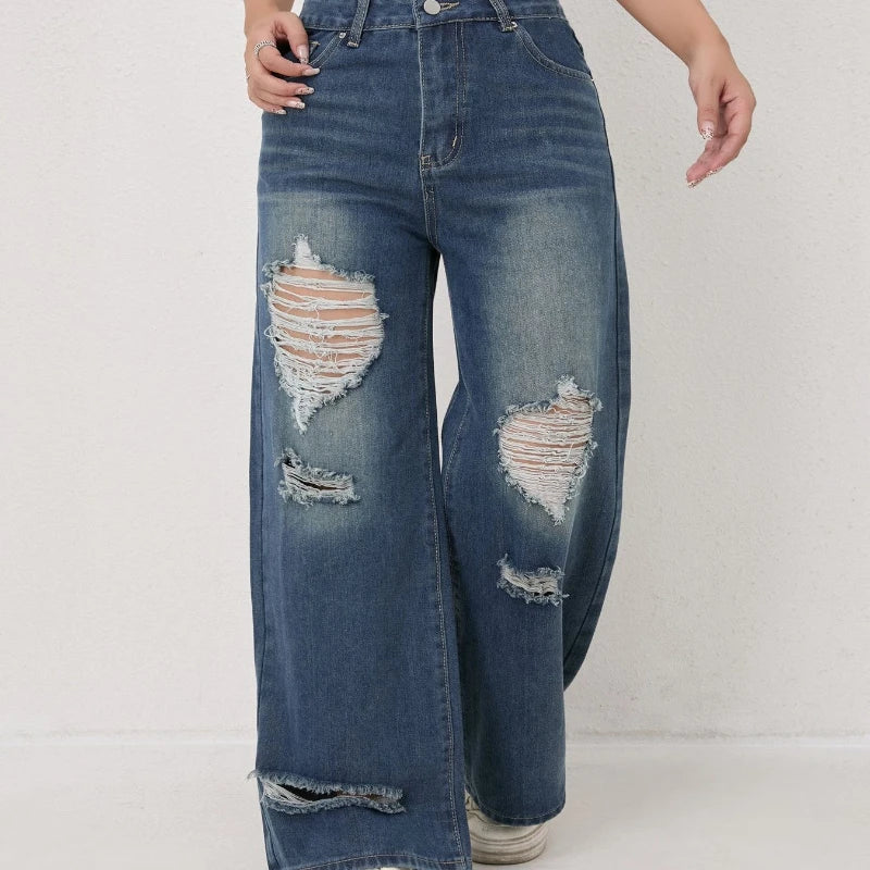 Aura – European Cut Urban Style Wide Leg Denim Jeans