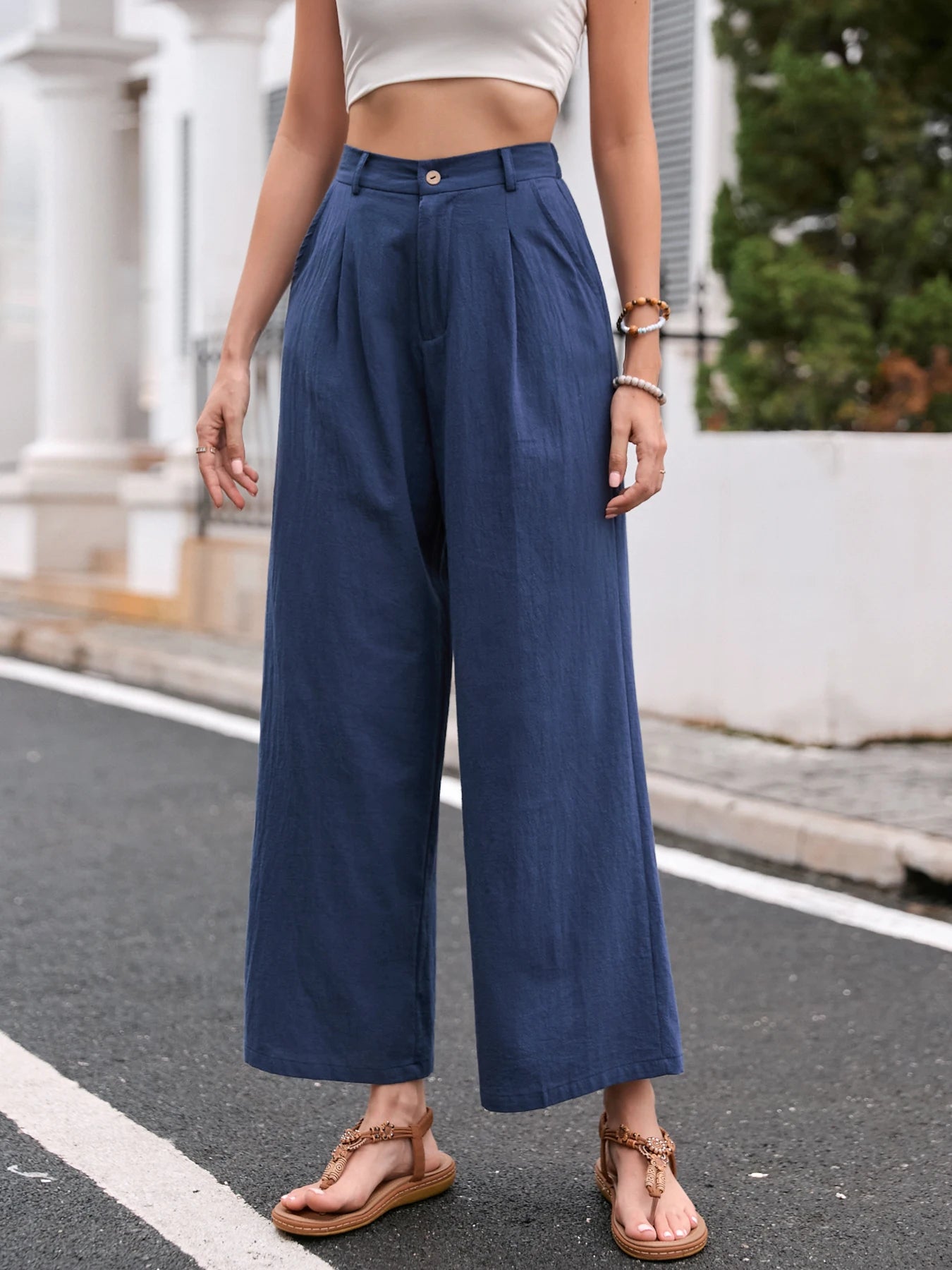 Carmen - Pantalon décontracté en lin avec poches