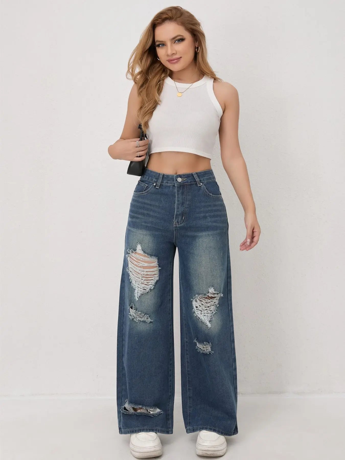 Aura – European Cut Urban Style Wide Leg Denim Jeans