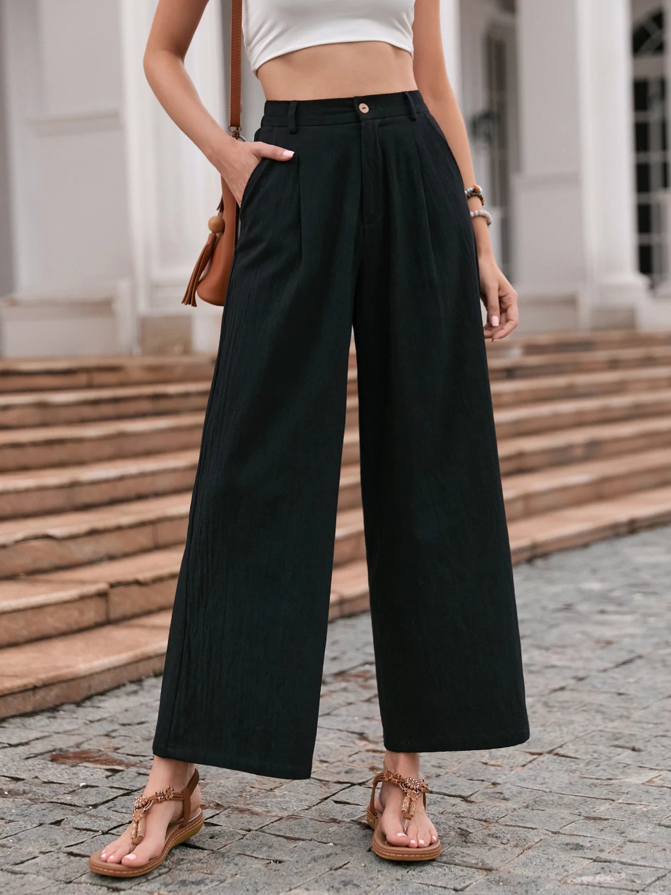 Carmen - Pantalon décontracté en lin avec poches