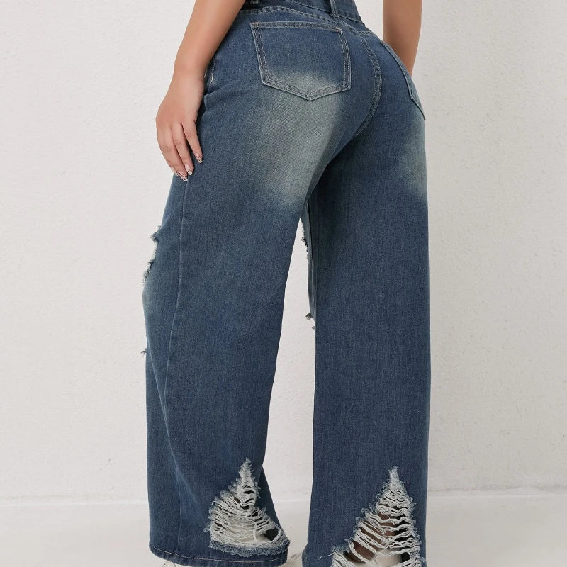Aura – European Cut Urban Style Wide Leg Denim Jeans