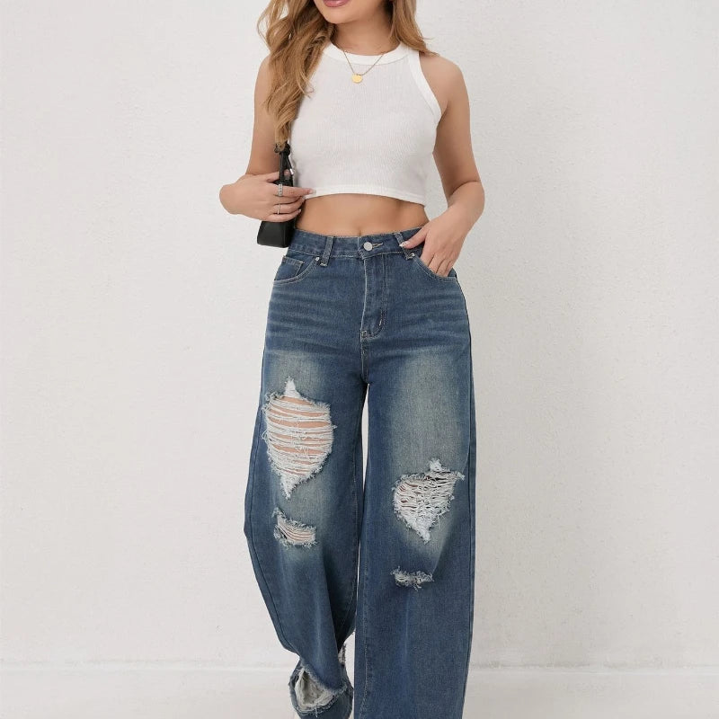 Aura – European Cut Urban Style Wide Leg Denim Jeans
