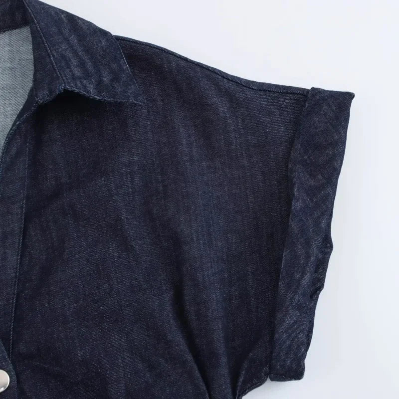 Ferferia - Elegant Slim Long Denim Dress