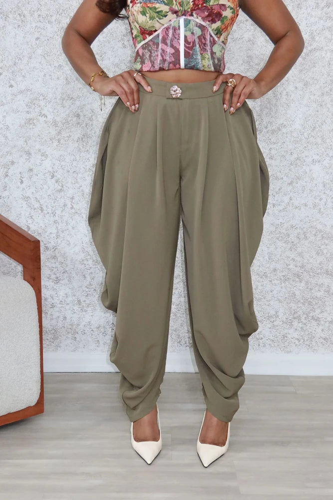 Clelia - Mid-rise Cargo Harem Pants