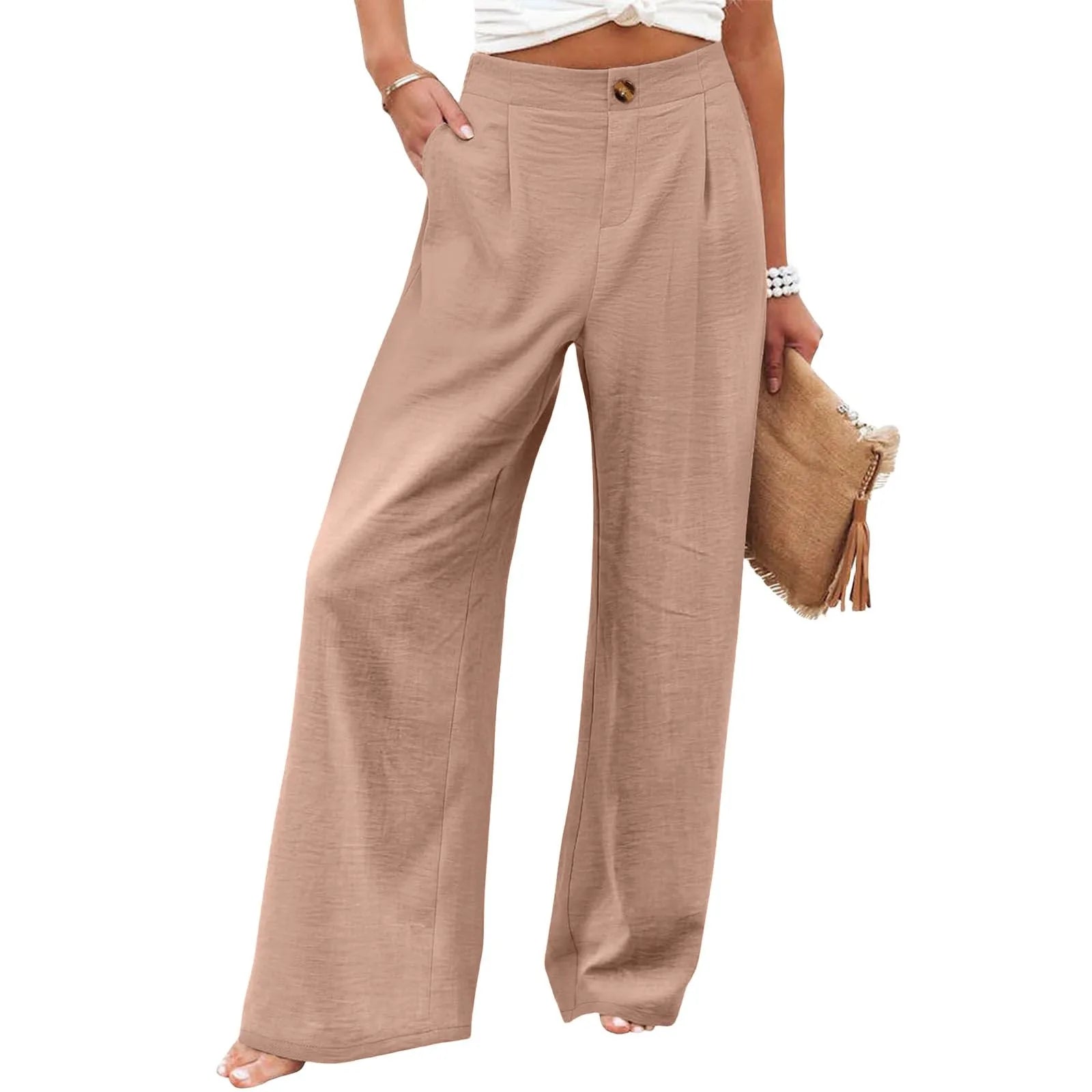 Derika - High-Waisted Wide Leg Striped Jeans