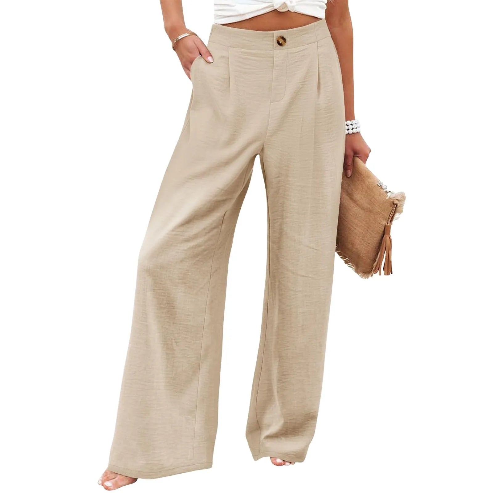 Derika - High-Waisted Wide Leg Striped Jeans