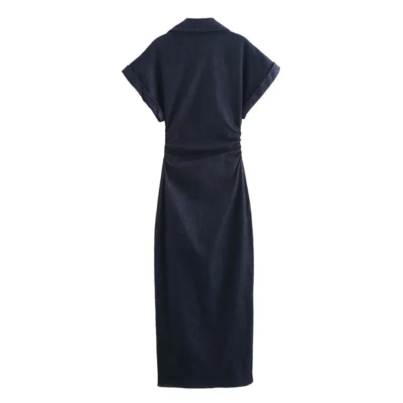 Ferferia - Elegant Slim Long Denim Dress