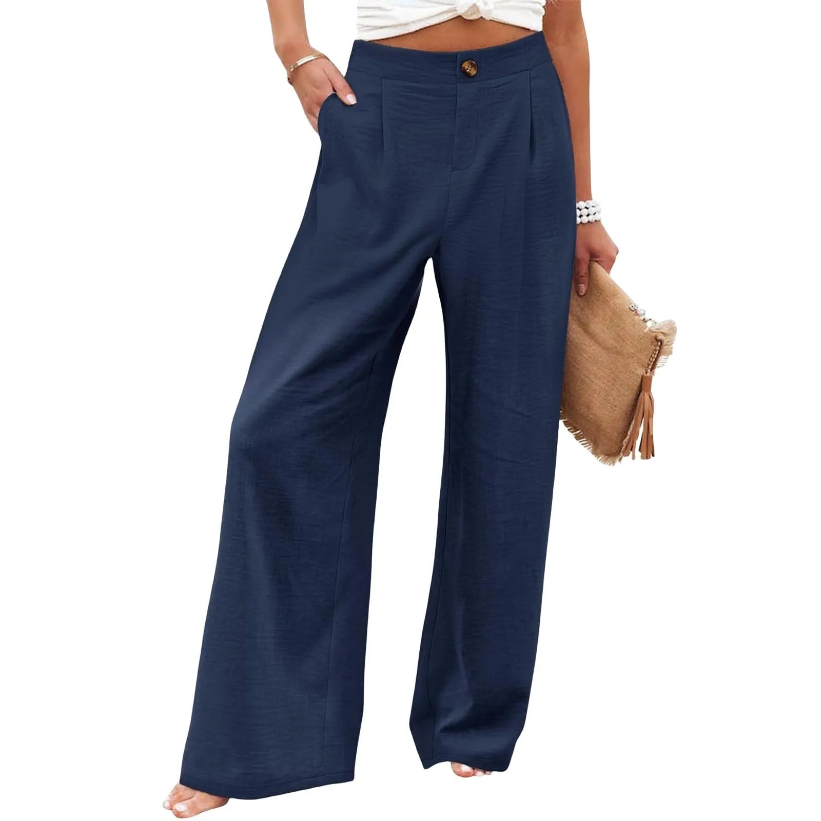 Derika - High-Waisted Wide Leg Striped Jeans